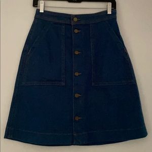 American Apparel Denim High Waist Midi Skirt